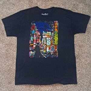 GODZILLA KAIJU CITY Mens Threadless Rare T-Shirt Size L Black China Town SL